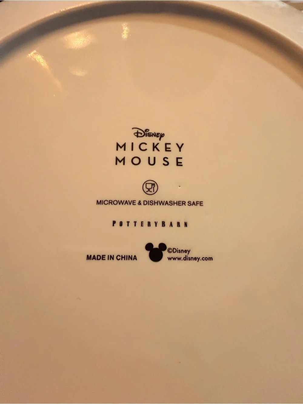 Pottery Barn White and Red Mickey Mouse Dessert Plates